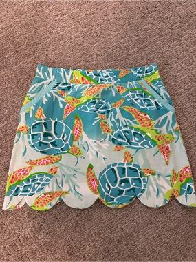 AnaClare Tropical Turtle Print Mini Skort - Teal, Pink, Lime